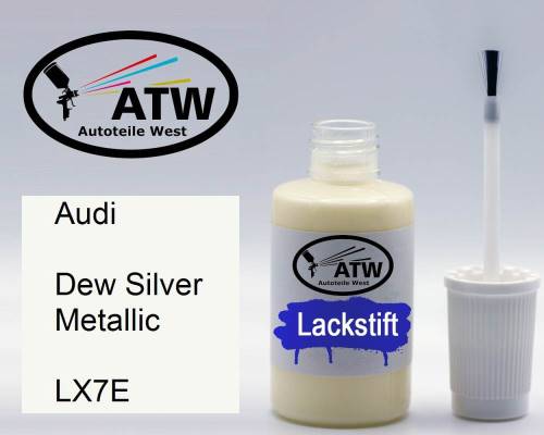 Audi, Dew Silver Metallic, LX7E: 20ml Lackstift, von ATW Autoteile West.